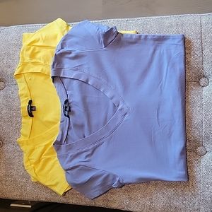 2 bodycon shirts blue/yellow size L